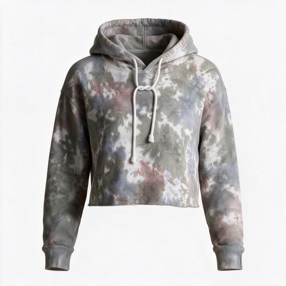 Wild Fable Tie-Dye Cropped Hoodie Womens XS Oversized Green Gray Pink Sweatshirt
